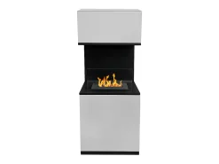 Lareira a bioetanol Biofireplace de piso Oslo em aço branco L38xD38xH100