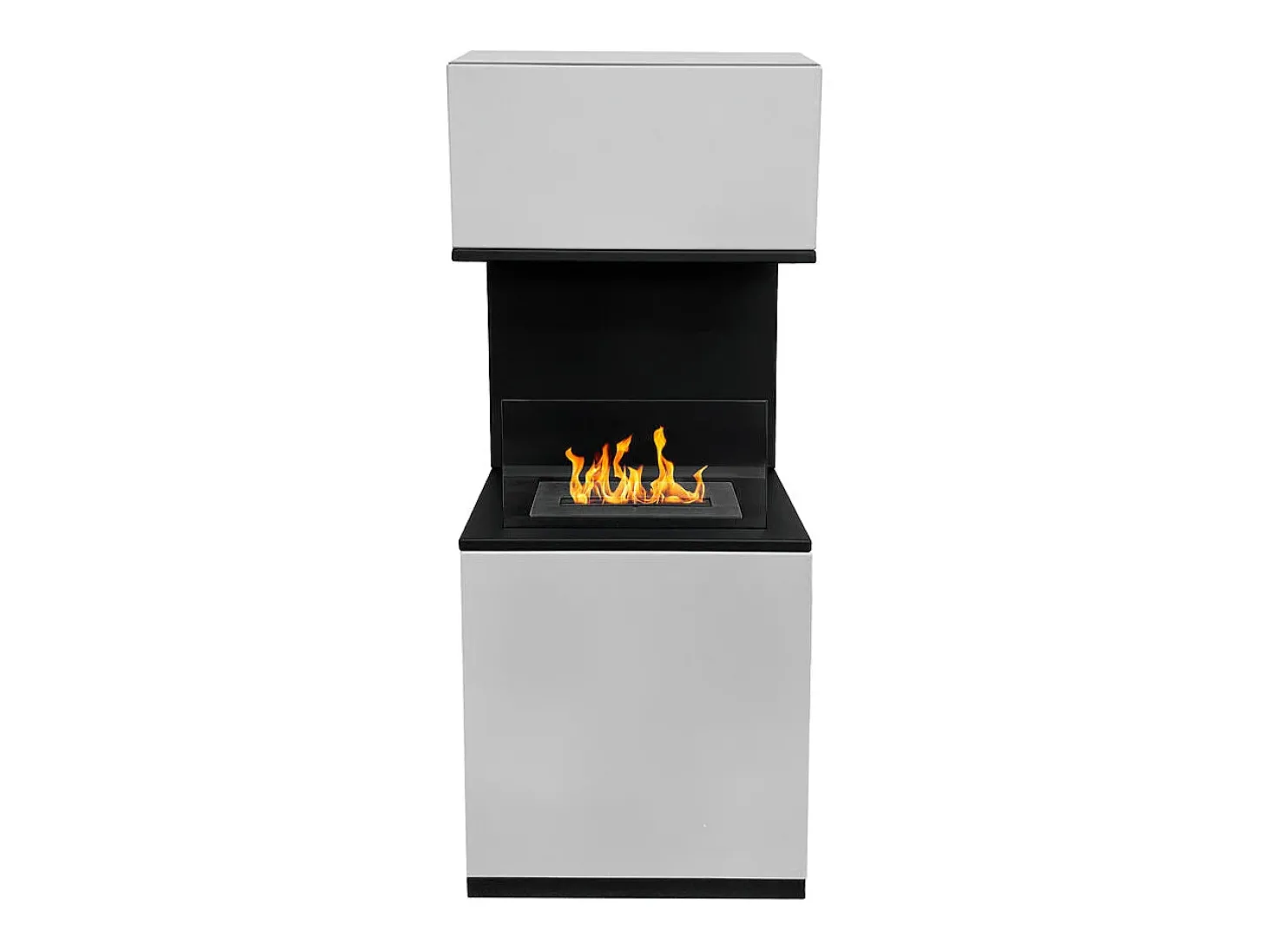 Lareira a bioetanol Biofireplace de piso Oslo em aço branco L38xD38xH100