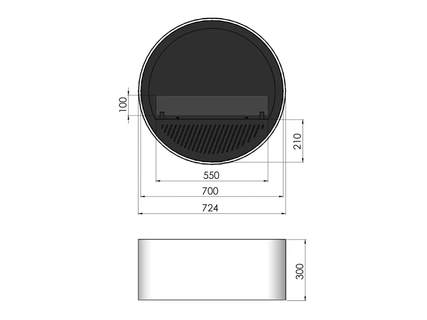 Lareira a bioetanol de parede Incyclorcle - Lareira bioetanol de design redondo para pendurar na parede d.72cm