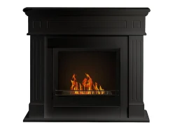 Lareira a bioetanol de piso Cambridge em madeira preta 110x37x102h