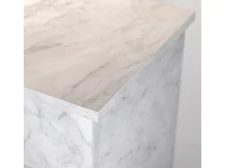 Lareira a bioetanol de piso BELLINI em madeira com efeito mármore branco Fabricado na Itália L96 x D35 x H96