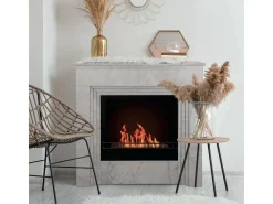 Lareira a bioetanol Kanlaon, Lareira ecológica, Lareira sem fumo, Aquecedor a etanol, Fabricado em Itália, 96x35 h96 cm, Branco