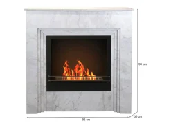 Lareira a bioetanol Kanlaon, Lareira ecológica, Lareira sem fumo, Aquecedor a etanol, Fabricado em Itália, 96x35 h96 cm, Branco