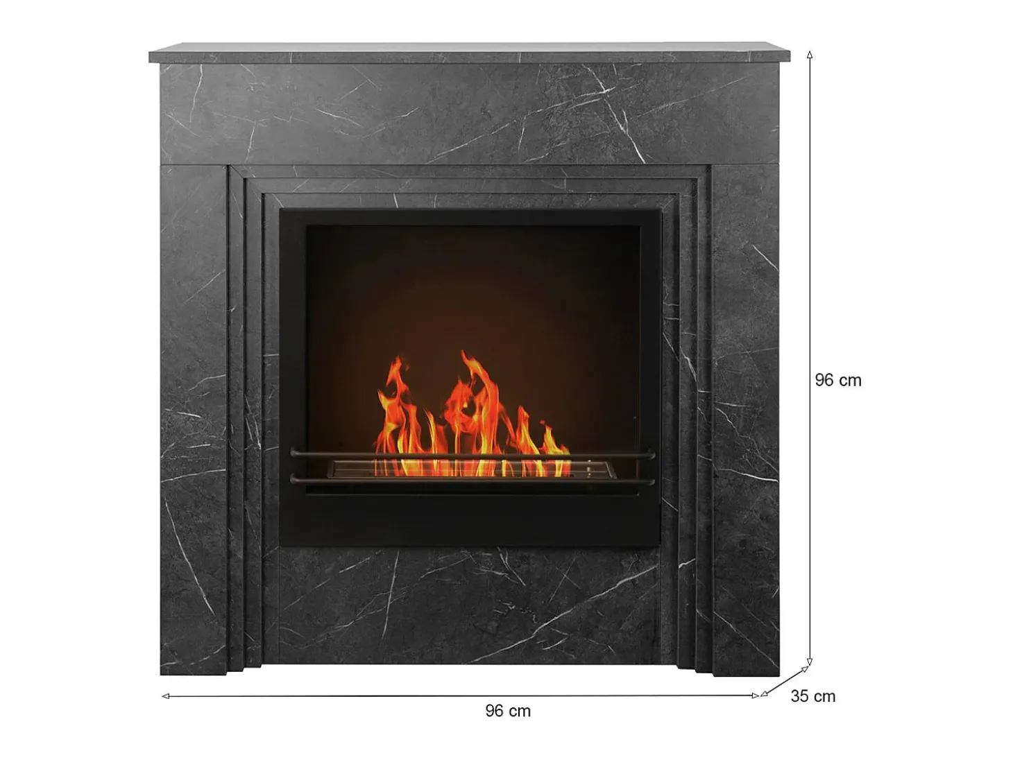 Lareira a bioetanol Kanlaon, Lareira ecológica, Lareira sem fumo, Aquecedor a etanol, Fabricado em Itália, 96x35 h96 cm, Preto