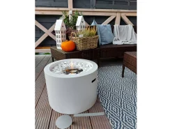 Lareira a bioetanol Kea, Lareira ecológica, Lareira sem fumo, Aquecedor a etanol, Fabricado em Itália, 48x48 h33 cm, Branco