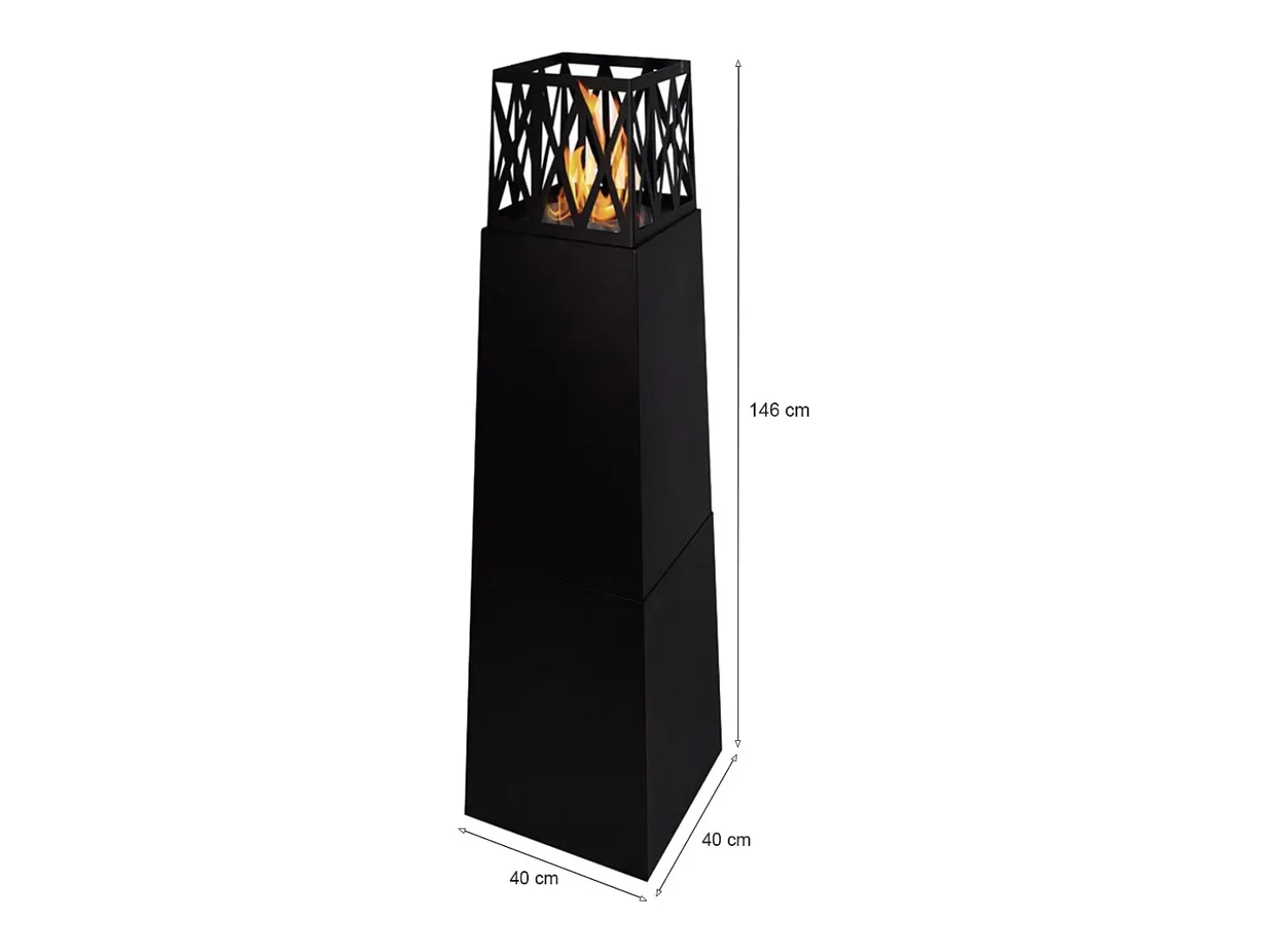 Lareira a bioetanol Loihi, Lareira ecológica, Lareira sem fumo, Aquecedor a etanol, Fabricado em Itália, 40x40 h146 cm, Preto
