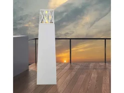 Lareira a bioetanol Loihi, Lareira ecológica, Lareira sem fumo, Aquecedor a etanol, Fabricado em Itália, 40x40 h145 cm, Branco