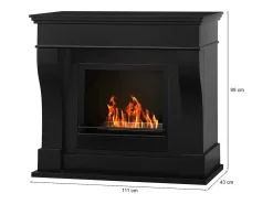 Lareira a bioetanol Turrialba, Lareira ecológica, Lareira sem fumo, Aquecedor a etanol, Fabricado em Itália, 111x43 h99 cm, Preto