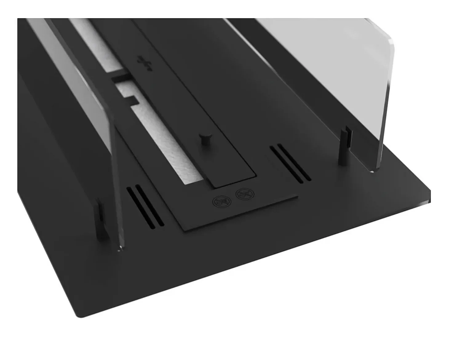 Lareira Bioetanol Embutida ou Independente Insert Black 600 - Lareira Bioetanol Slim Black com Dois Painéis de Vidro, Tanque de 1L - 60cm