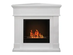 Lareira de canto a bioetanol piso de canto biolareira FORD Branco L110 x D63 x H102