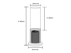 Lareira de mesa TOLOSA Black Gold a bioetanol, dimensões D20 x A49,5, para uso interno e externo.