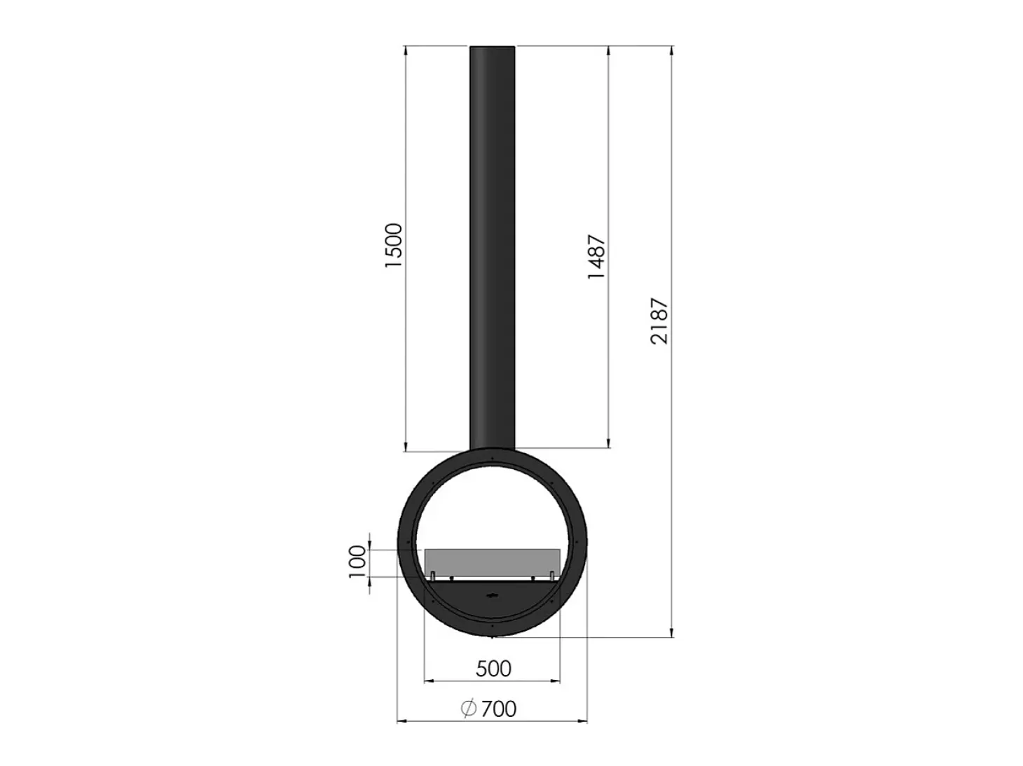 Lareira de parede a bioetanol Incyclorcle - Lareira bioetanol de design redondo para pendurar na parede d.72cm Branca