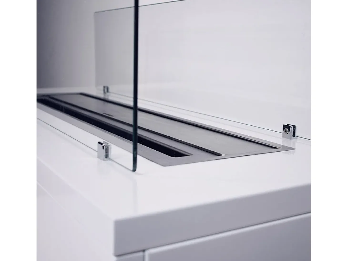 Lareira de piso a bioetanol para interior e exterior CARAVAGGIO Branco L100xD40xH40 cm