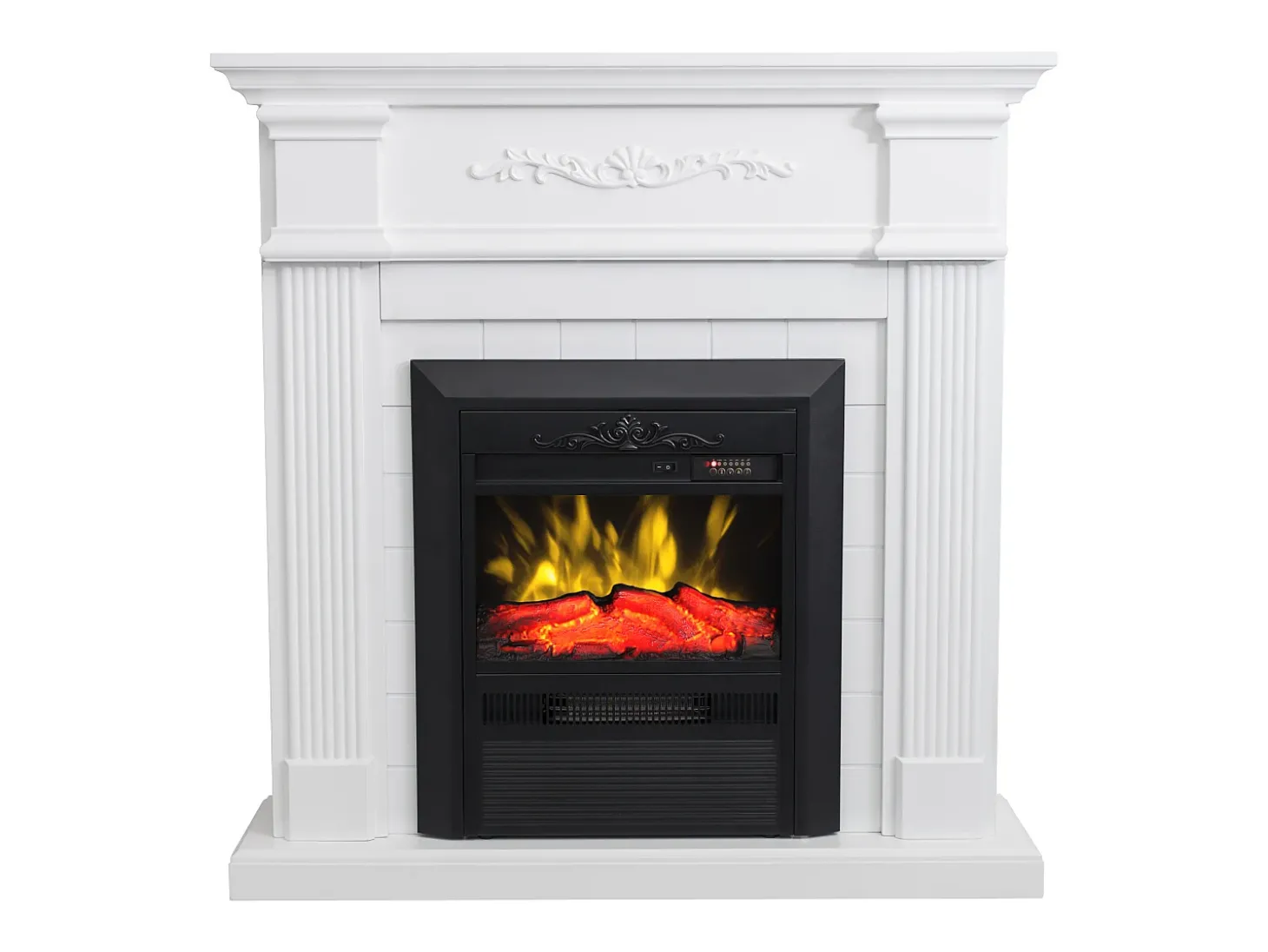 Lareira eléctrica de chão - Com cornija - C98 x P26 x A100,8 cm - Branco - OTEMANU