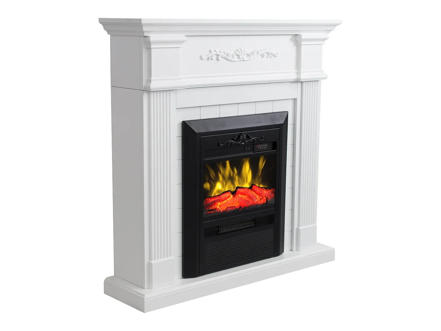 Lareira eléctrica de chão - Com cornija - C98 x P26 x A100,8 cm - Branco - OTEMANU