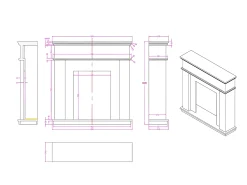Lareira eléctrica de pousar VESUVIA - com cobertura - C98 x L24 x A102.5cm - Branco