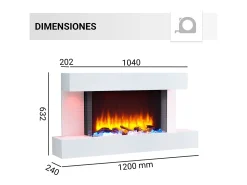 Lareira elétrica BALDERIA Aieda - Lareira de pé, aquecimento 2000 W - Branco