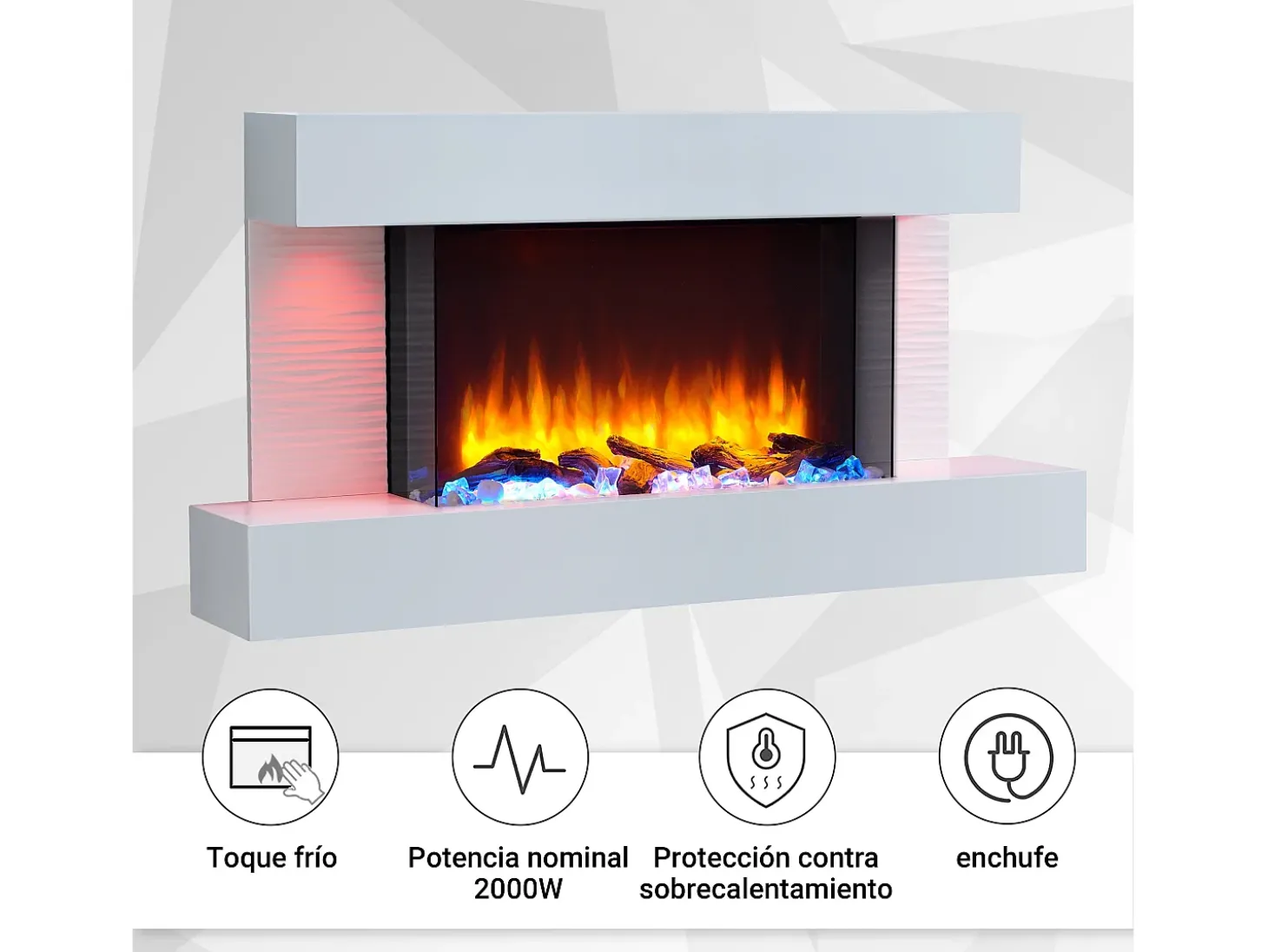 Lareira elétrica BALDERIA Aieda - Lareira de pé, aquecimento 2000 W - Branco