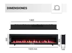 Lareira elétrica BALDERIA Agnes 60 - Lareira de parede ou embutida - Preto