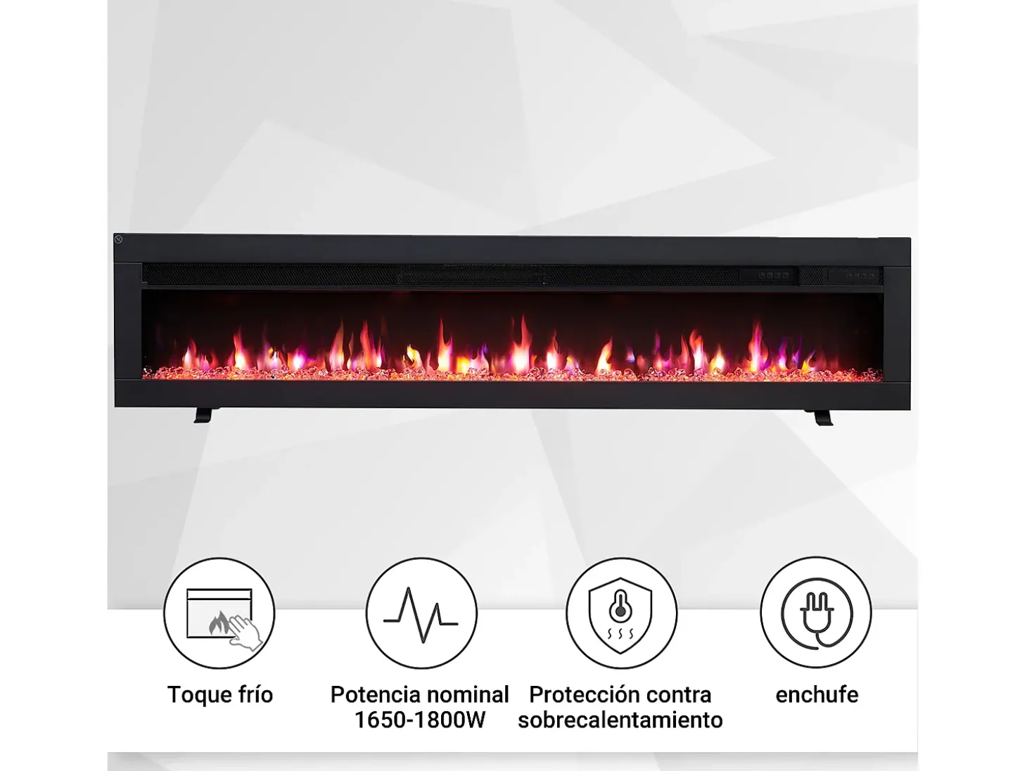 Lareira elétrica BALDERIA Agnes 60 - Lareira de parede ou embutida - Preto