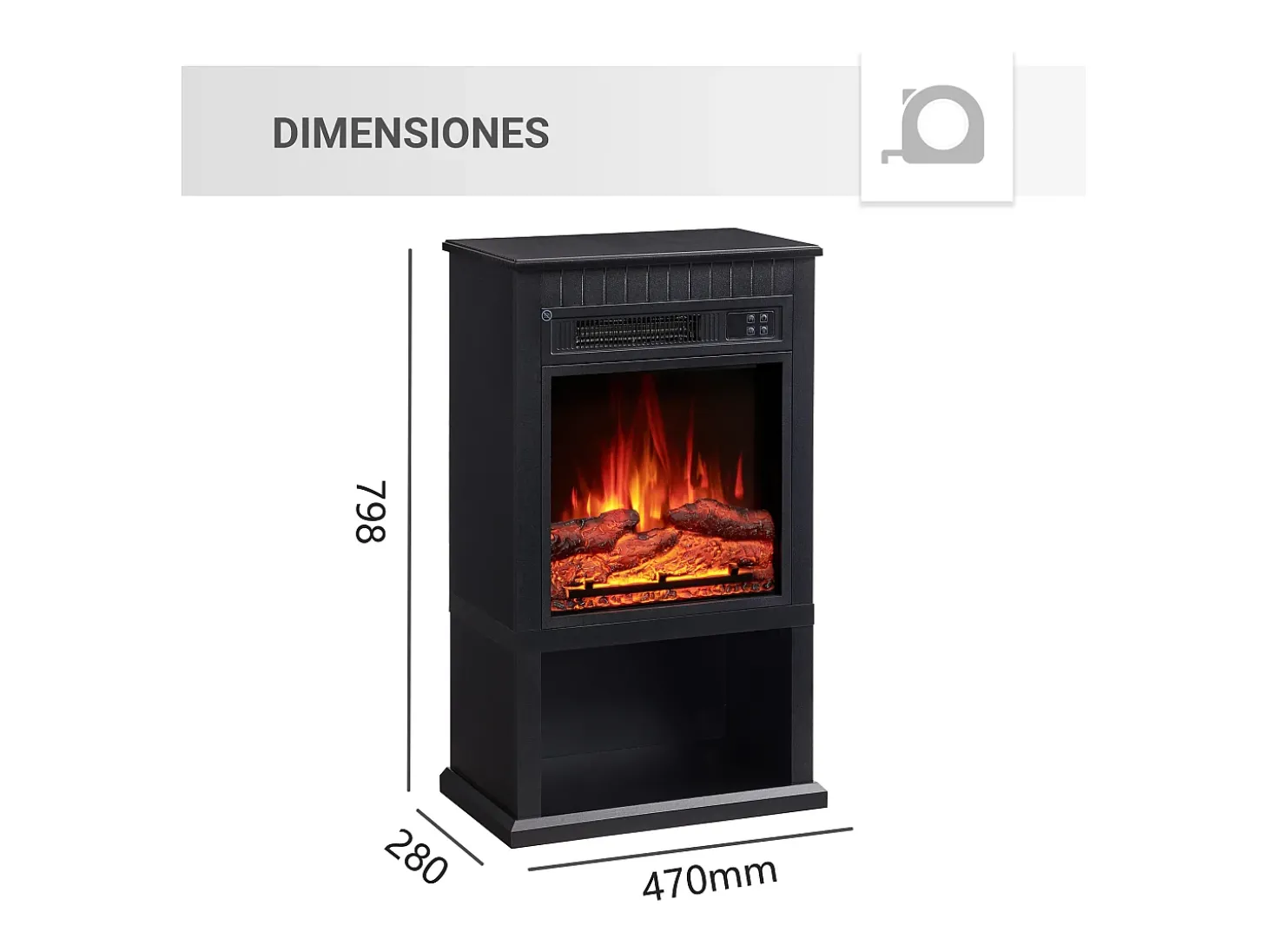 Lareira elétrica BALDERIA Ember - Lareira de chão - preta