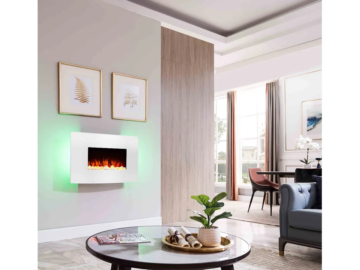 Lareira elétrica BALDERIA Enjo - Lareira de parede, aquecimento 2000 W - Branco