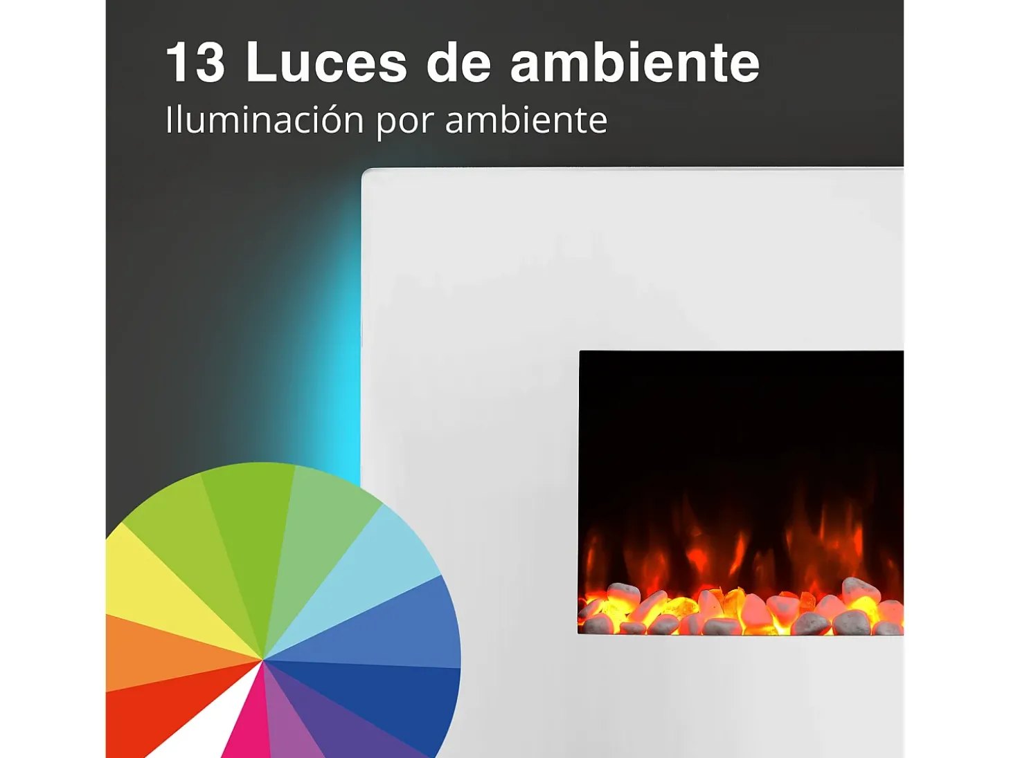 Lareira elétrica BALDERIA Enjo - Lareira de parede, aquecimento 2000 W - Branco