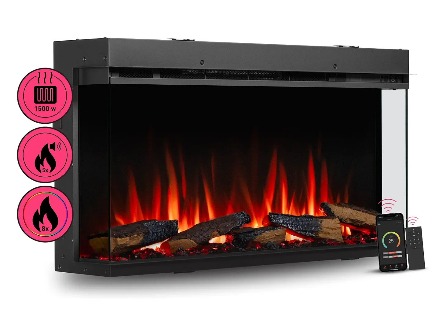 Lareira elétrica BALDERIA Athena smart 36 - Lareira embutida - Preto