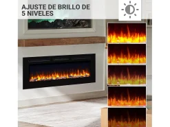 Lareira elétrica BALDERIA Fiamma 60 - Lareira embutida, aquecimento 2000 W - Preto