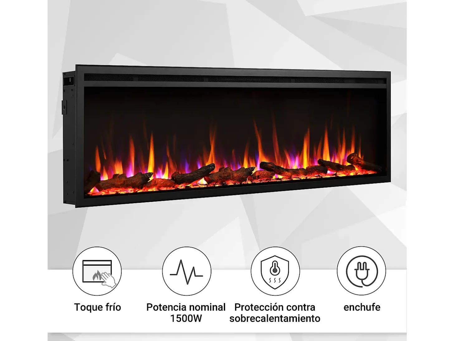 Lareira elétrica BALDERIA Atalanta 60 - Lareira embutida, 1500 W - Preto