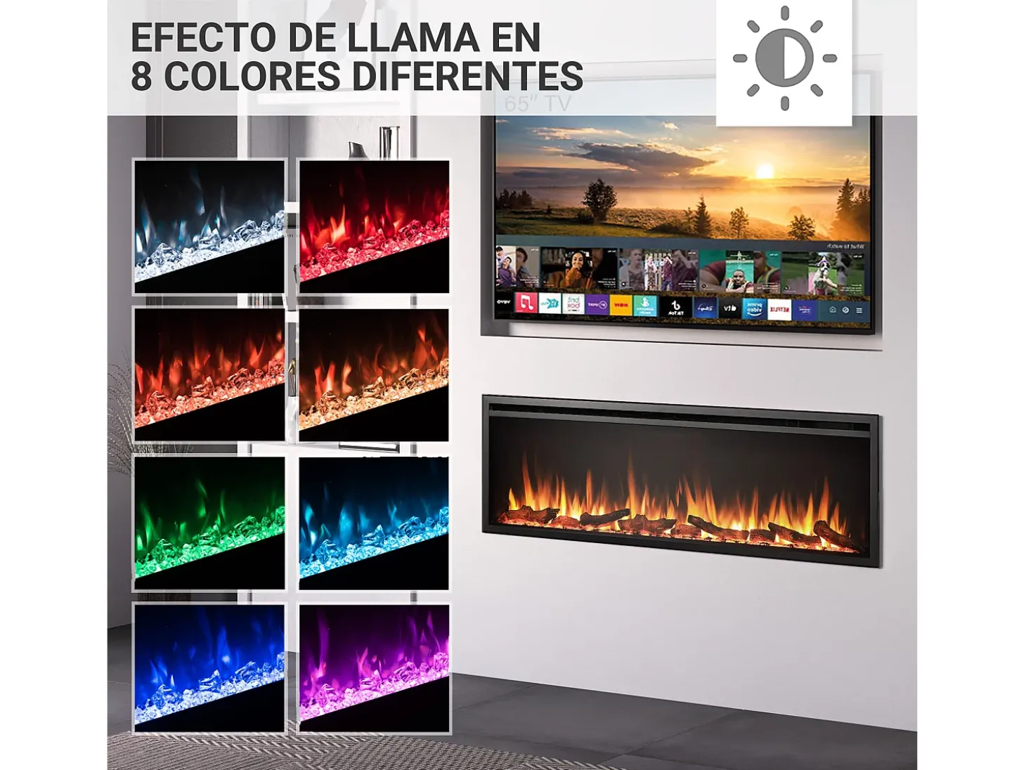 Lareira elétrica BALDERIA Atalanta 60 - Lareira embutida, 1500 W - Preto