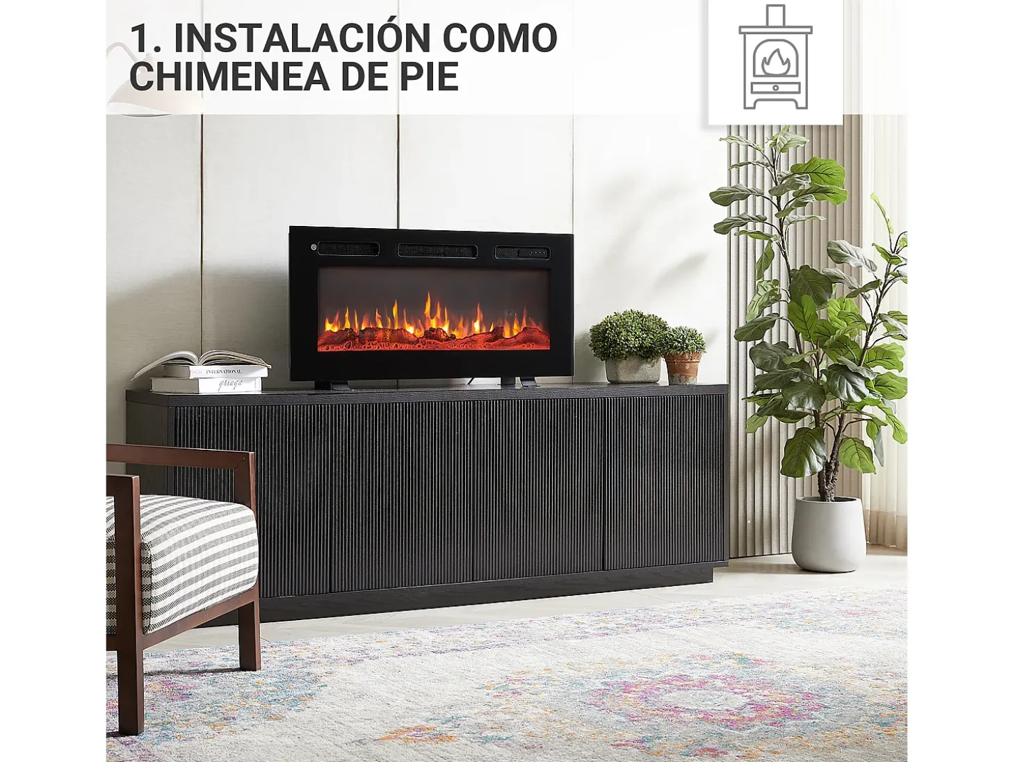 Lareira elétrica BALDERIA Leif 36 - 3 em 1 - preta