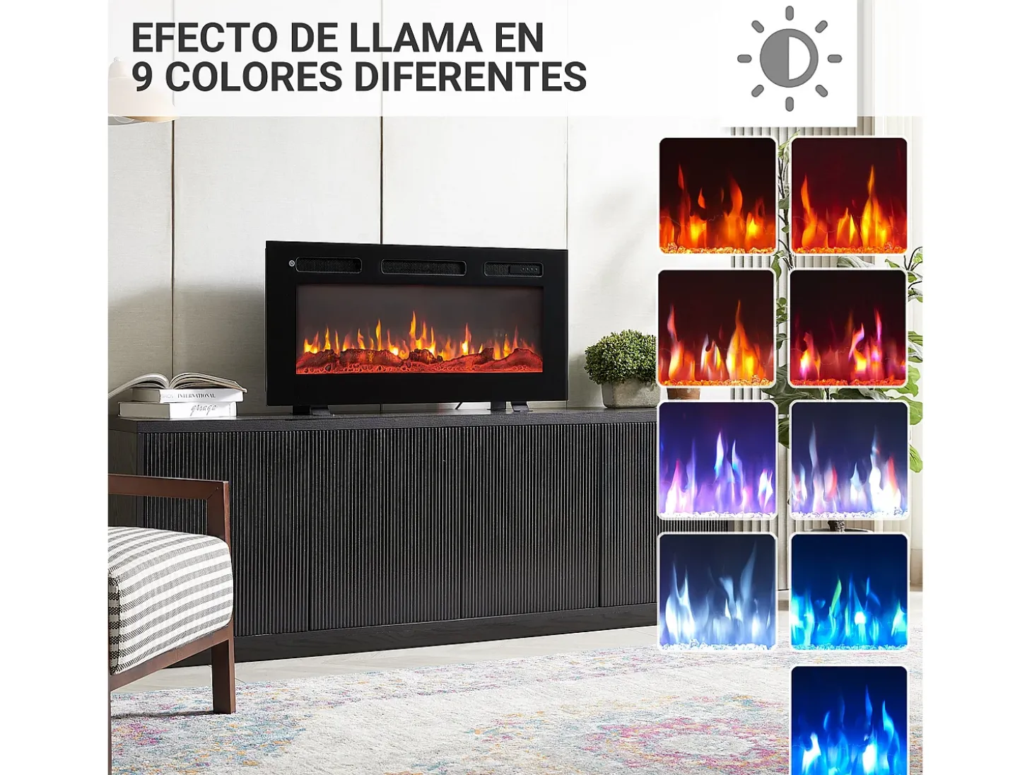 Lareira elétrica BALDERIA Leif 36 - 3 em 1 - preta
