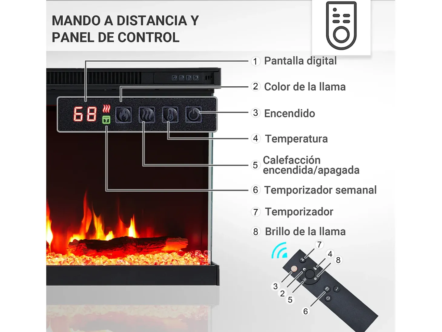 Lareira elétrica BALDERIA pure Orson 60 - Lareira de parede/embutida - Preto
