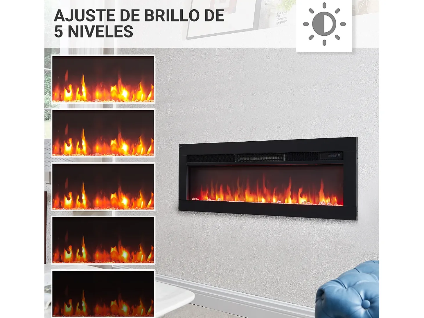 Lareira elétrica BALDERIA Agnes 36 - Lareira de chão, de parede ou embutida - Preto
