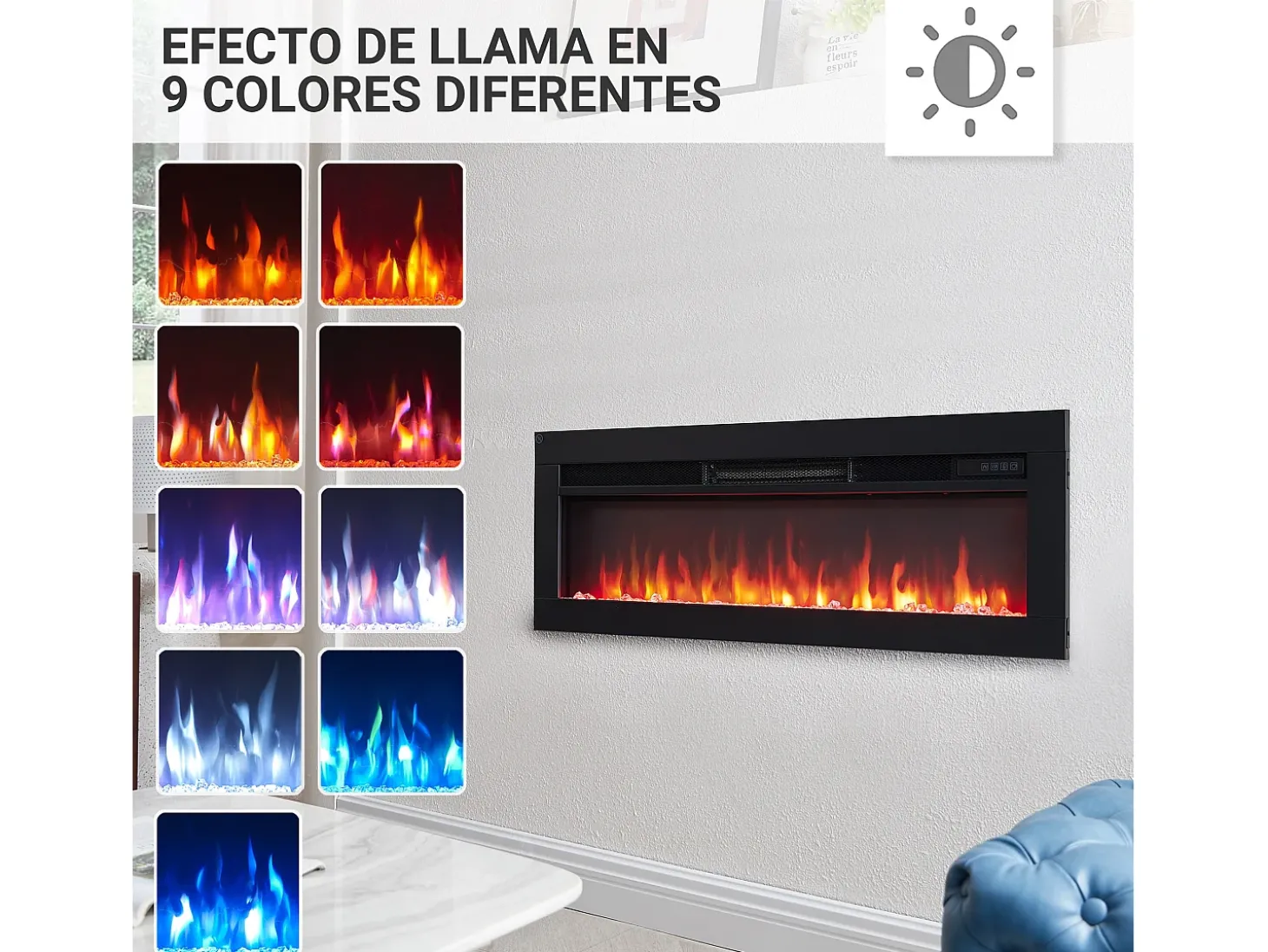 Lareira elétrica BALDERIA Agnes 36 - Lareira de chão, de parede ou embutida - Preto