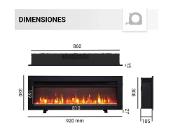Lareira elétrica BALDERIA Agnes 36 - Lareira de chão, de parede ou embutida - Preto