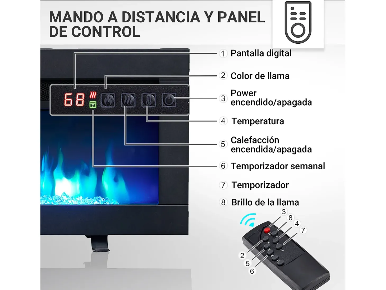Lareira elétrica BALDERIA Agnes 40 - Lareira de chão, de parede ou embutida - Preto