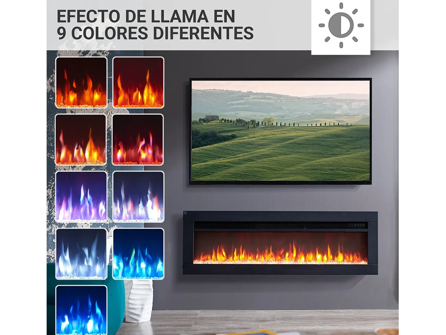 Lareira elétrica BALDERIA Agnes 40 - Lareira de chão, de parede ou embutida - Preto