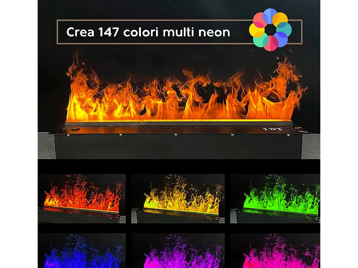 Lareira elétrica com queimador de inserção embutido APP vapor de água 3D 75 PRO-LINE