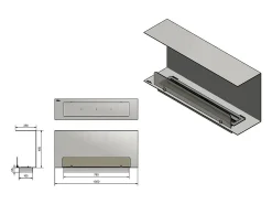 Lareira embutida a bioetanol Design C1000 V.1 com vidro aberto em 3 lados e queimador de 2 litros