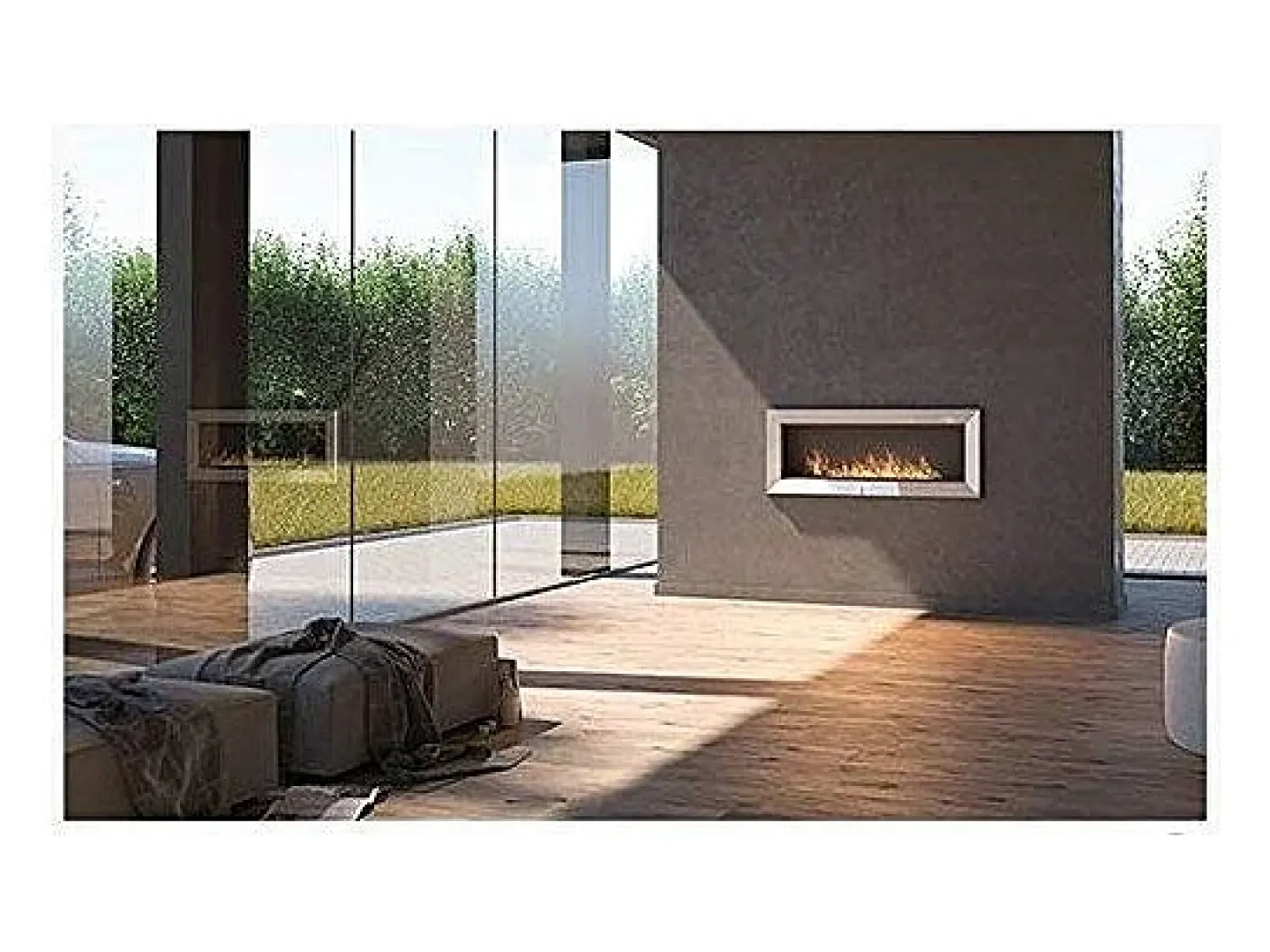 Lareira embutida a bioetanol Frame 1200 SimpleFire com vidro preto