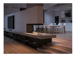 Lareira embutida a bioetanol design U1000.1 com vidro aberto em 3 lados, queimador de 0,7 litros