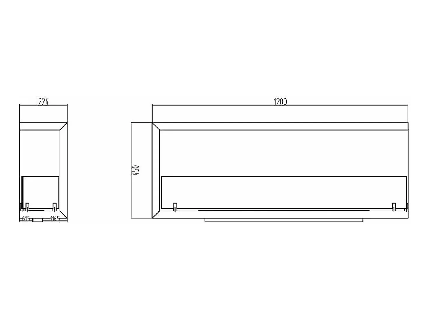Lareira embutida a bioetanol biofireplace de canto 120x45 SUTRI 120 SX