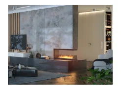 Lareira embutida a bioetanol design U1200 com vidro aberto em 3 lados Queimador de 3 litros
