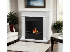 Lareira Fuego a bioetanol, Lareira ecológica, Lareira sem fumo, Aquecedor a etanol, Fabricado em Itália, 91x28 h90 cm, Branco