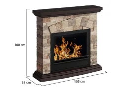 Lareira géiser a bioetanol, Lareira ecológica, Lareira sem fumo, Aquecedor a etanol, Fabricado em Itália, 93x28 h85 cm, Bege