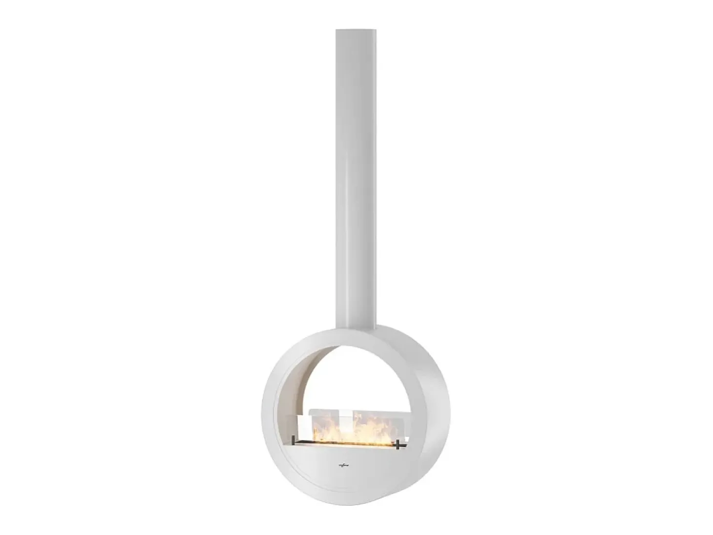 Lareira suspensa a bioetanol Incyrcle Slim de 2 lados no teto - Biolareira de design redondo com fachada dupla aberta d.70cm branca