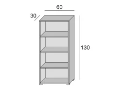 Libreria Giacinto, Biblioteca a 3 ripiani regolabili, Scaffale per libri, Mobile da parete con ripiani, 100% Made in Italy, 60x30h130 cm, Bianco e Cemento