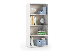 Libreria Giacinto, Biblioteca a 3 ripiani regolabili, Scaffale per libri, Mobile da parete con ripiani, 100% Made in Italy, 60x30h130 cm, Bianco e Rovere
